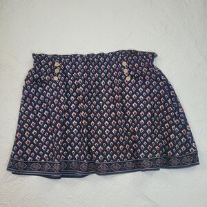 Maurices A Line‎ Skirt Pockets Button Detail Navy Blue Ikat Design XXL